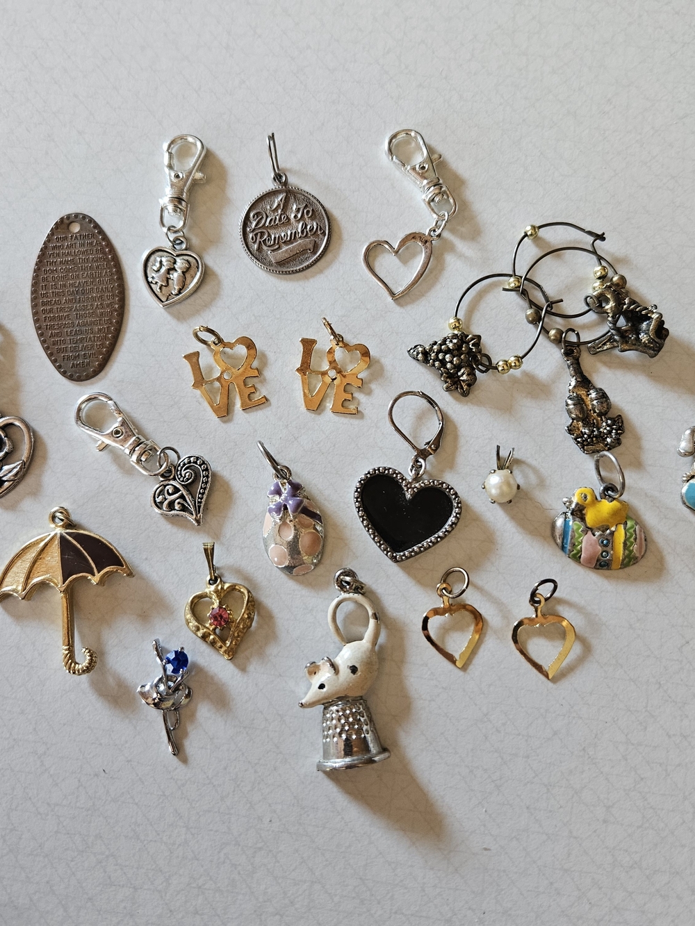 Assorted Women's Heart and Charm Pendants in Gold and Silver Tone